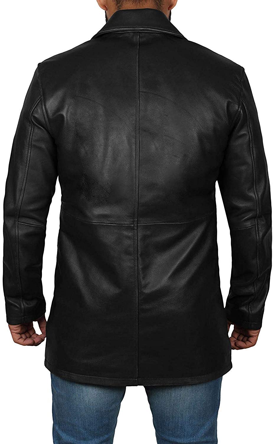men black leather trench coat