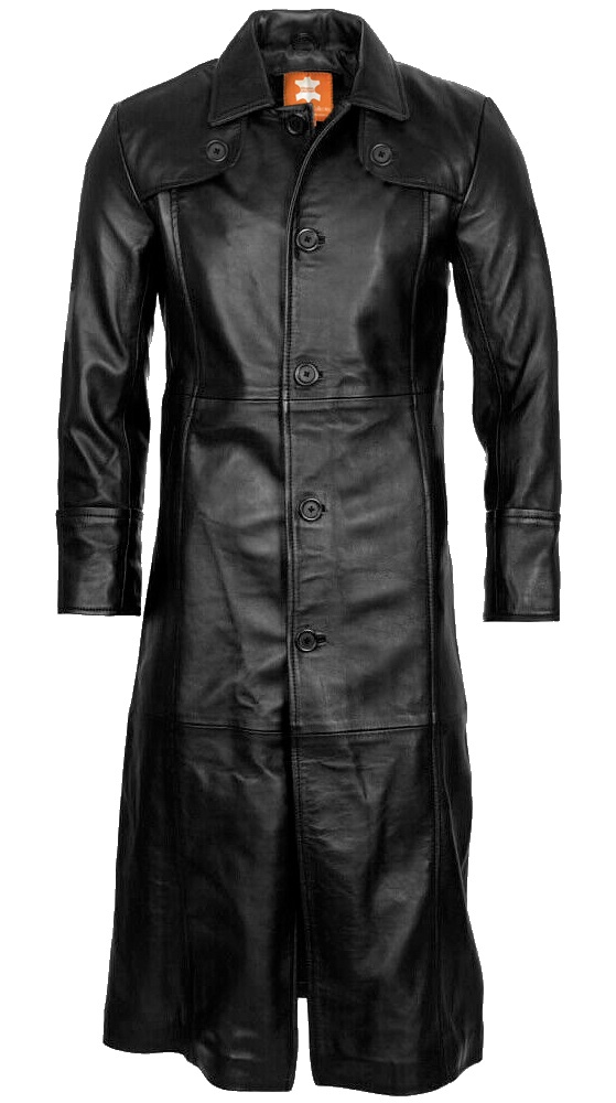 Leather Jacket Collection | Long Coat, Genuine Leather, Mens Black ...