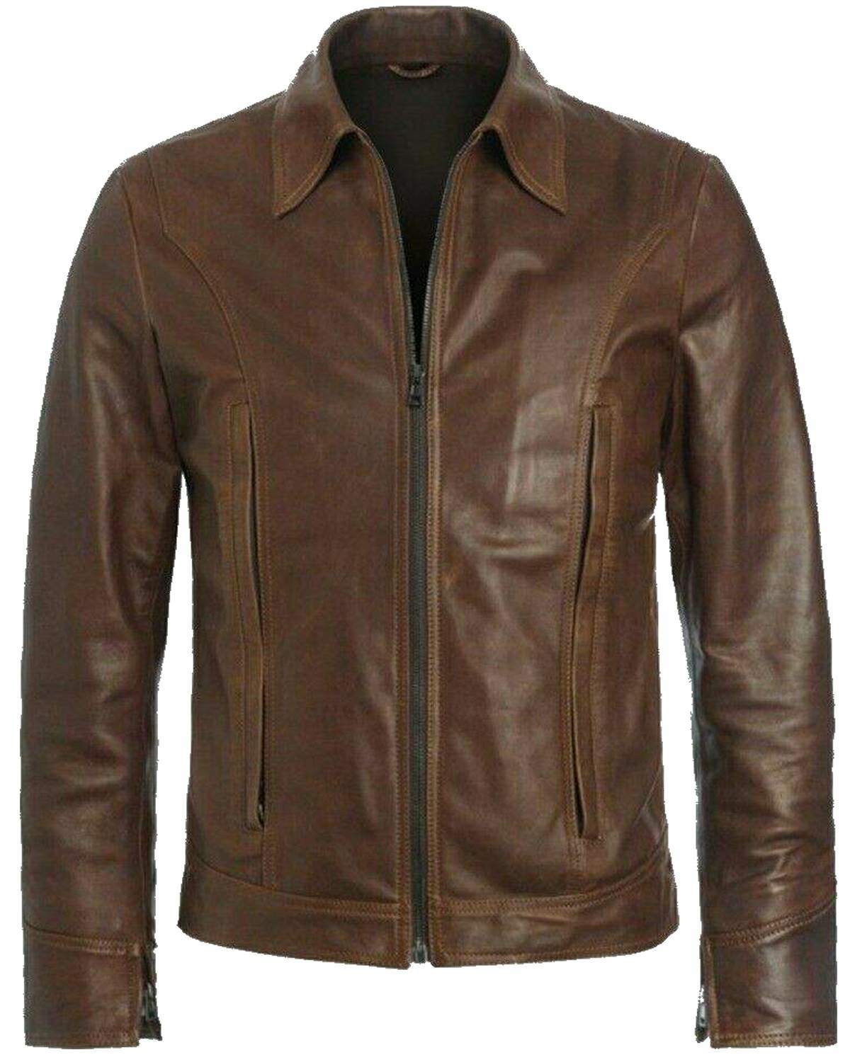 brown distress leather jacket