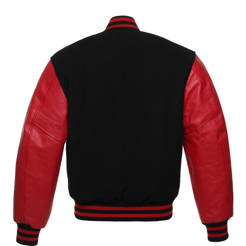 womens red varsity jacket leather sleeves