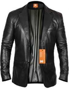 black leather blazer jacket