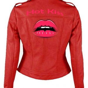womens red leather jacket