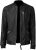 Genuine Black Varsity Leather Jacket, Sheepskin Contrast Fleece Lining